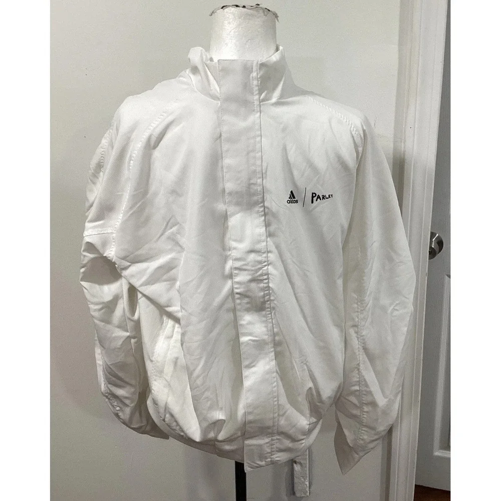 Men's Size Medium Adidas London Parley Tennis Jacket Full Zip AeroReady White